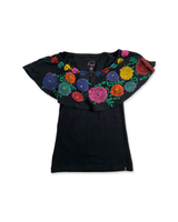 Flower Huipil Women's Top, Black