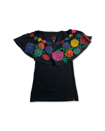 Flower Huipil Women's Top, Black