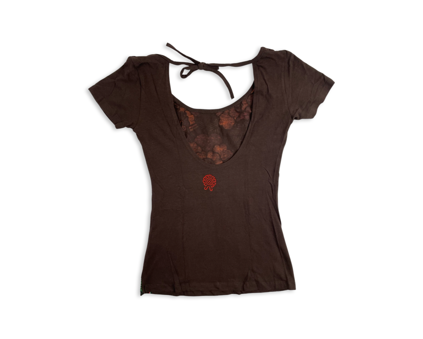 Parrot Flower Women's Short Sleeve Top, Brown