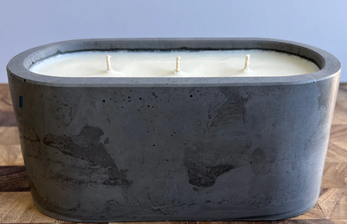 Signature Concrete Candle - Large Oval Hand painted Concrete Candle