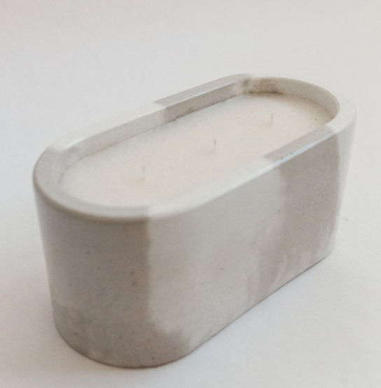 Signature Concrete Candle - Large Oval Hand painted Concrete Candle