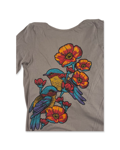 Finches and Flowers Women's Long Sleeve Shirt