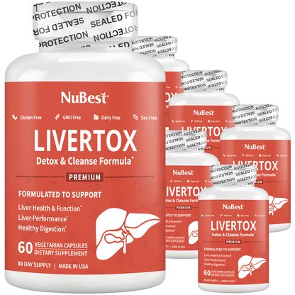 LiverTox, Advanced Formula for Liver Detox, Cleanse & Digestion, 60 Vegan Capsules by NuBest Nutrition®