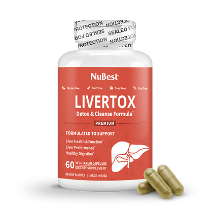 LiverTox, Advanced Formula for Liver Detox, Cleanse & Digestion, 60 Vegan Capsules by NuBest Nutrition®