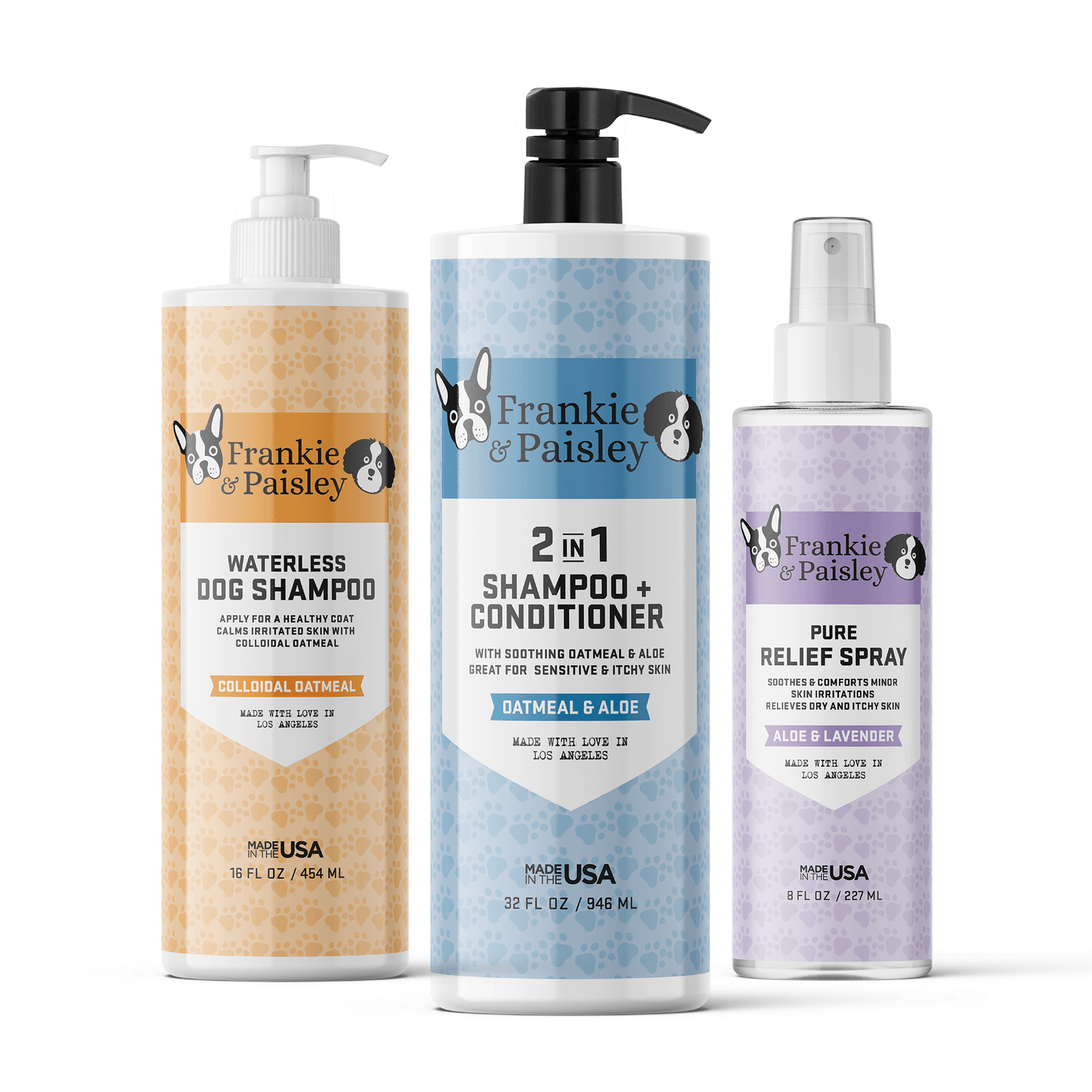 Love My Dog Bath Set - 2-in-1 Shampoo and Conditioner, Waterless Dog Shampoo, and Pure Relief Hot Spot Spray by  Los Angeles Brands