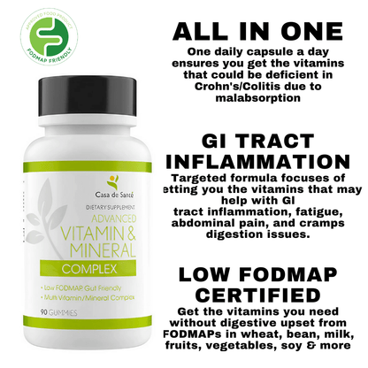 Low FODMAP Vitamin & Mineral Gummies for IBS, SIBO, IBD, Crohn's, Colitis & Malabsorption, Gut Friendly, No Bloating, Low FODMAP Certified