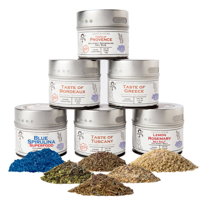 Luxury Gourmet Seasoning and Sea Salt Collection - 6 Tins by Gustus Vitae