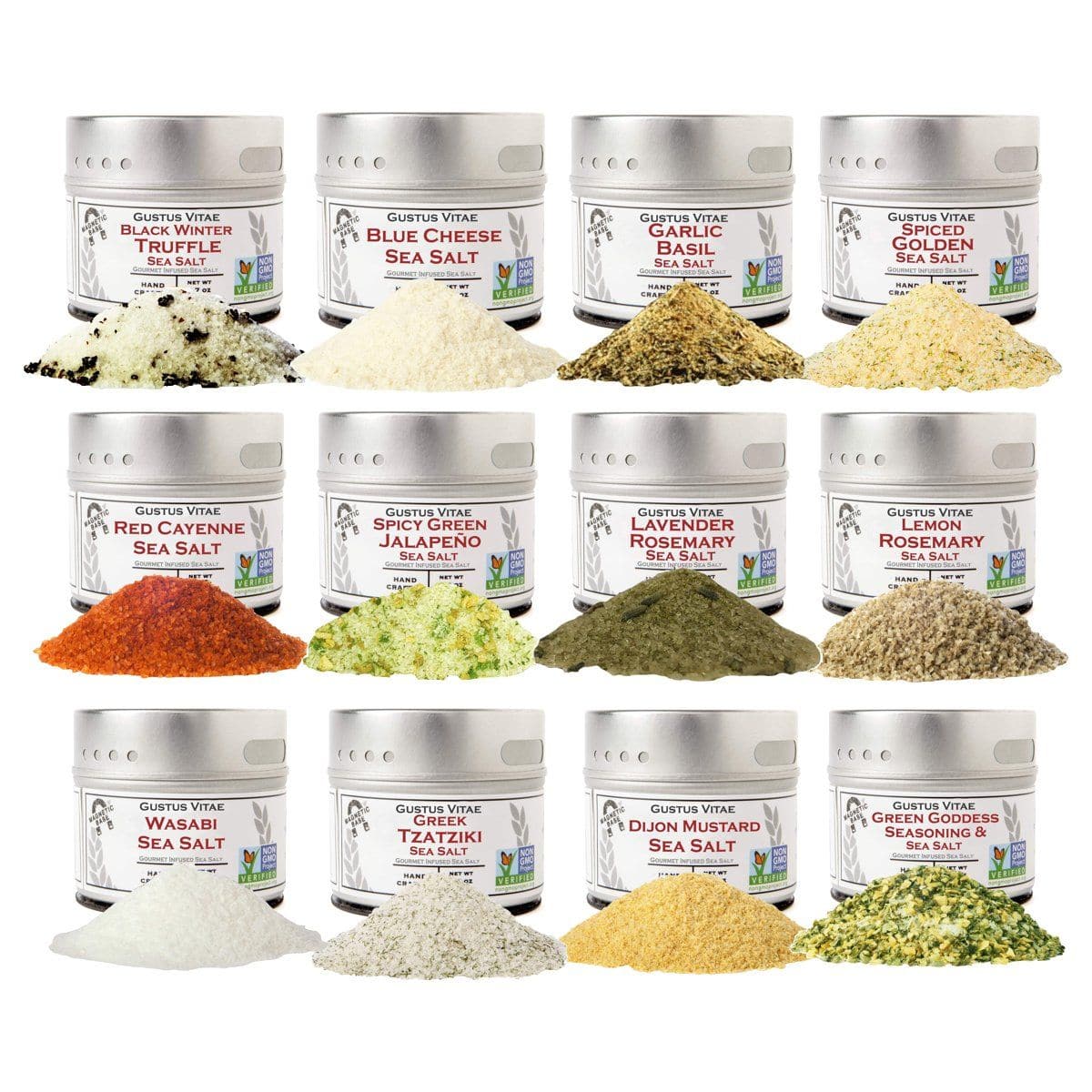 Luxury Infused Sea Salts Gift Set of 12 by Gustus Vitae