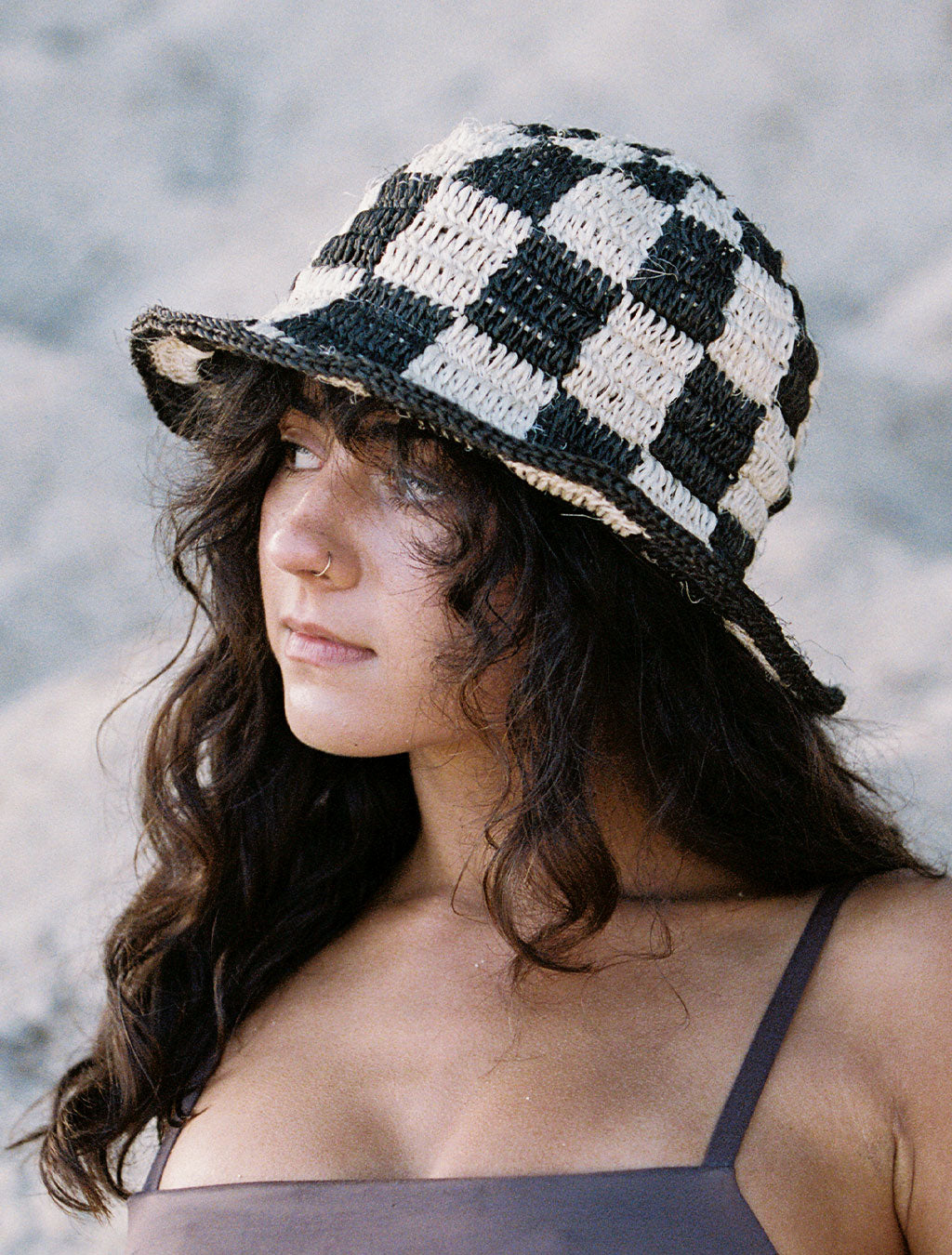 Black + White Checkered Bucket Hat by Made by Minga