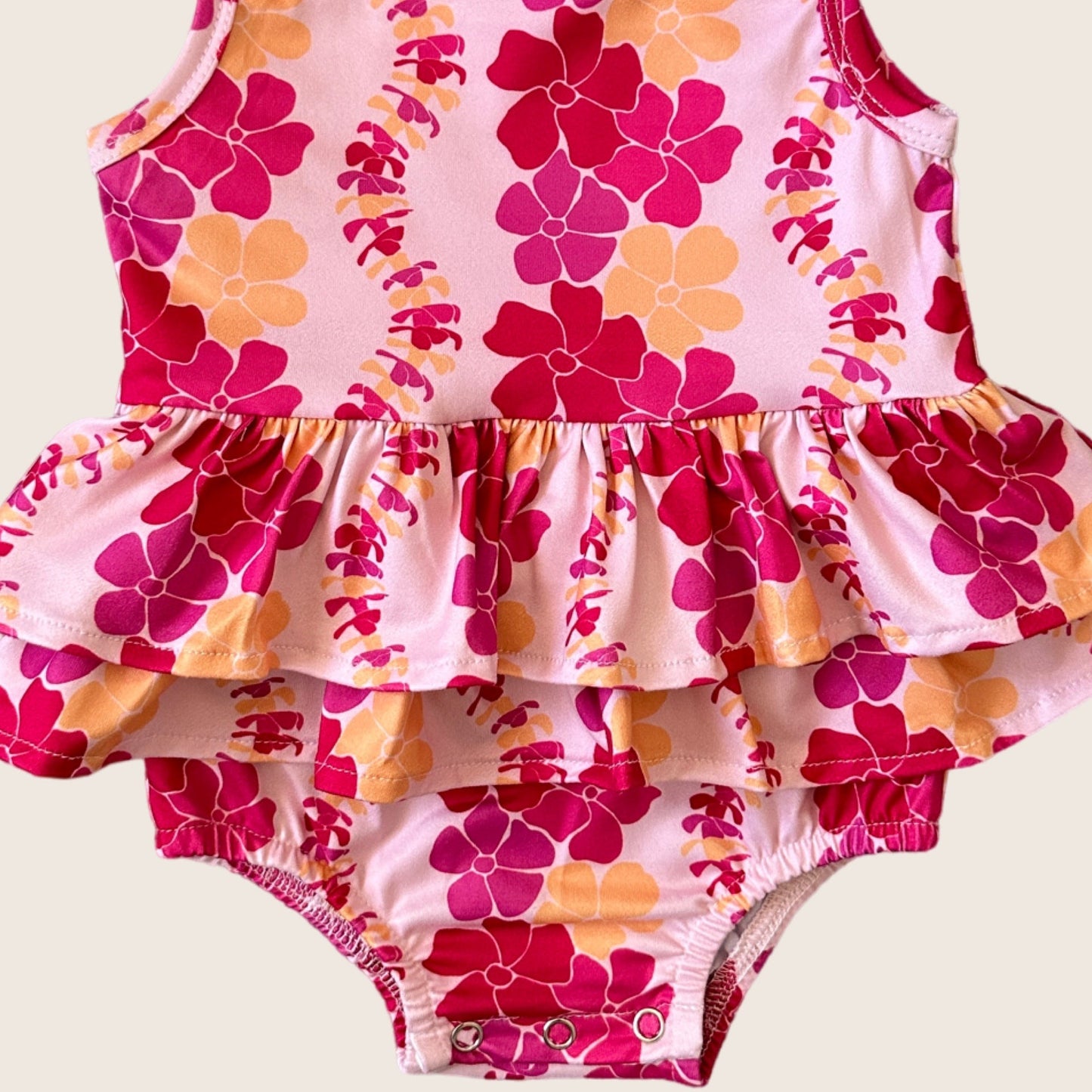 Magenta Puakenikeni Ruffle Tank Romper