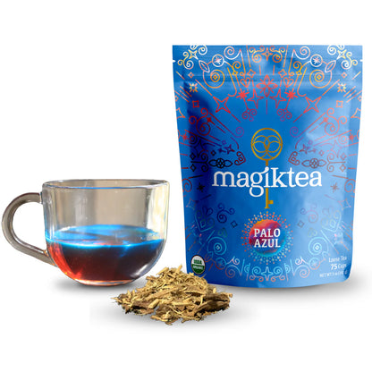 Certified Organic Palo Azul Tea By MagikTea, 15 Loose Tea Bags, The Alkaline Florescent Herbal Tea High in Polyphenols