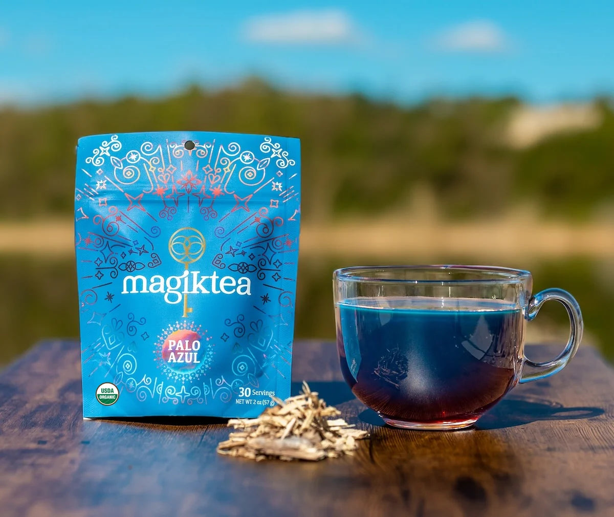 Certified Organic Palo Azul Tea By MagikTea, 15 Loose Tea Bags, The Alkaline Florescent Herbal Tea High in Polyphenols