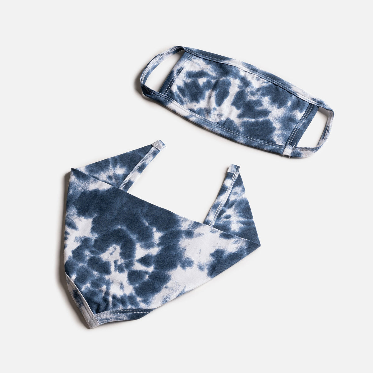 Matching Human & Dog Bandana & Face Mask Bundle - Tie Dye Navy