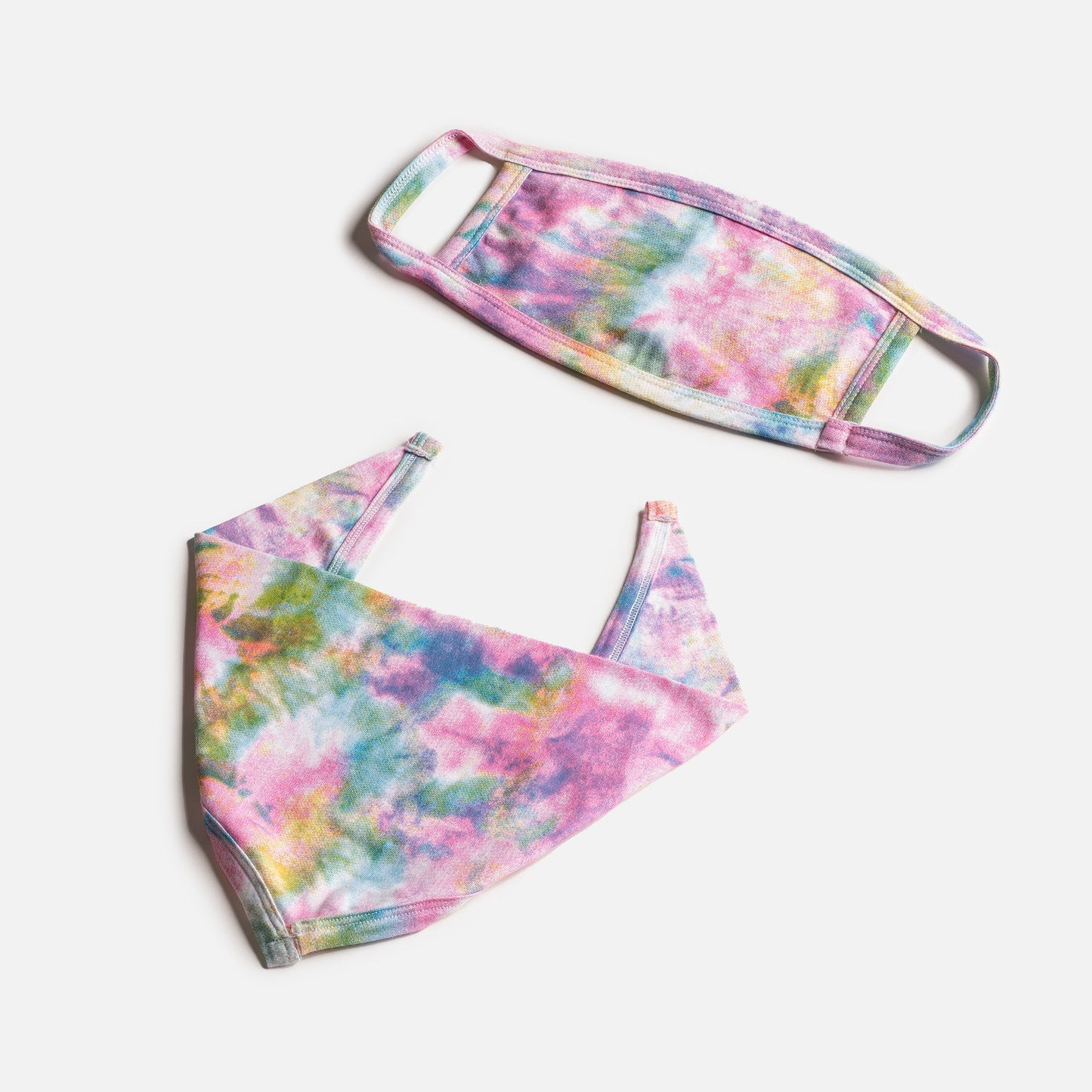 Matching Human & Dog Bandana & Face Mask Bundle - Tie Dye Rainbow