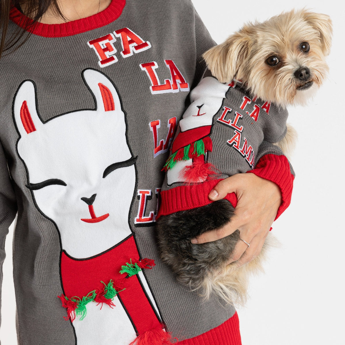 Matching Human Ugly Xmas Sweater - Fa La La Llama