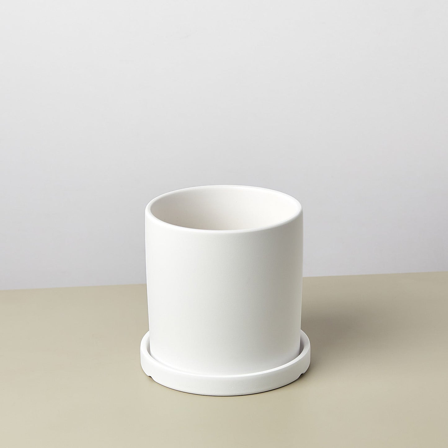 Matte Finish Cylinder Planter with Saucer