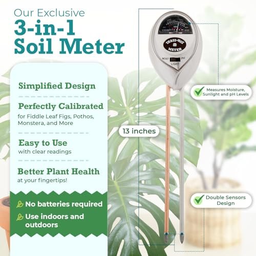 HOUSEPLANT RESOURCE CENTER 3-in-1 Soil Meter Optimize Plant Health with Moisture, Light & pH Testing by Houseplant Resource Center