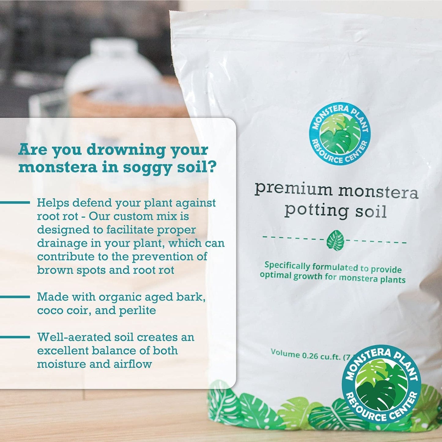 Premium Monstera Potting Soil - Quick Drain Potting Soil for Monstera Deliciosa/Swiss Cheese Plant by Houseplant Resource Center