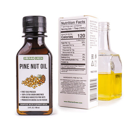 Siberian Pine Nut Oil | 100% Natural Extra Virgin Cold Pressed 100 ml 3.4 fl oz | Unrefined Raw Wild Harvested Exclusive Omega-6