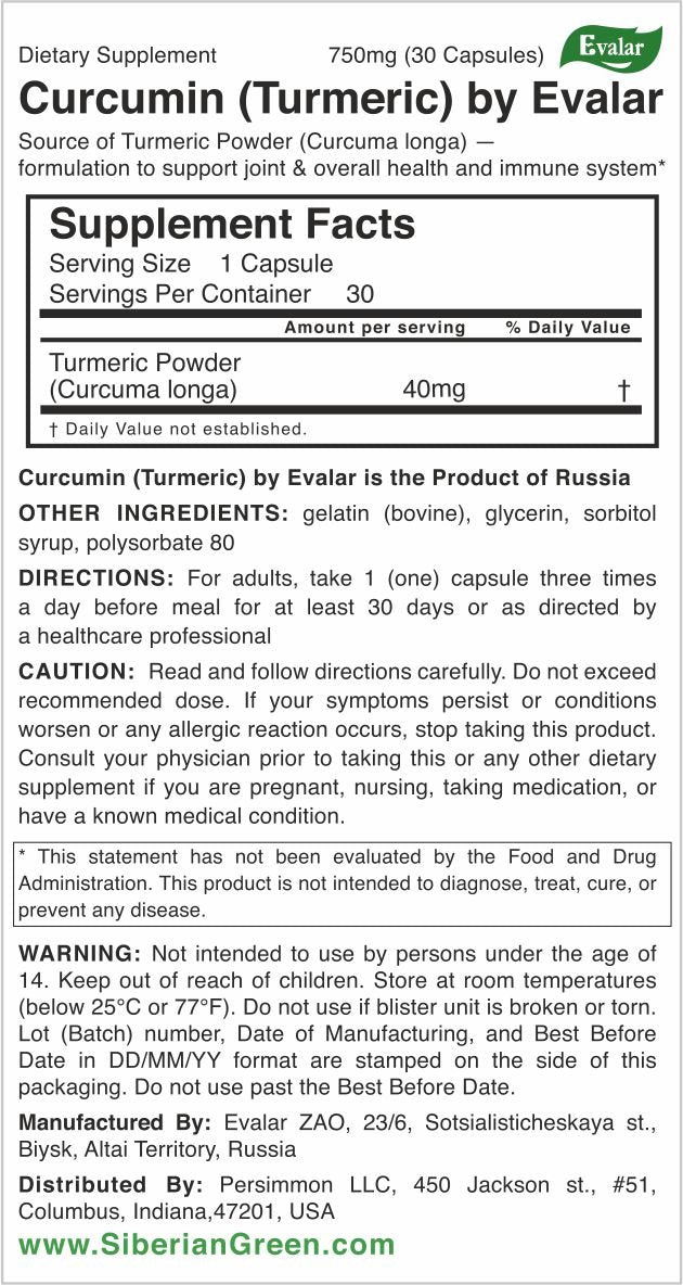 Curcumin by Evalar 30 Caps