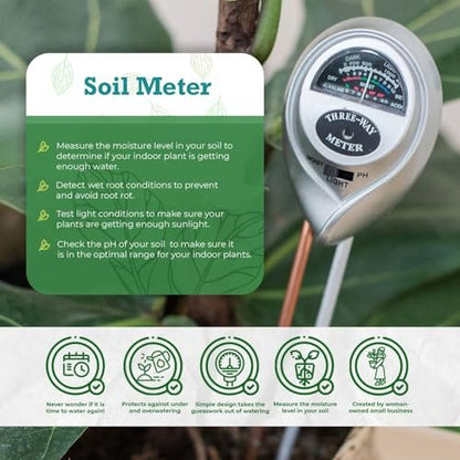 HOUSEPLANT RESOURCE CENTER 3-in-1 Soil Meter Optimize Plant Health with Moisture, Light & pH Testing by Houseplant Resource Center