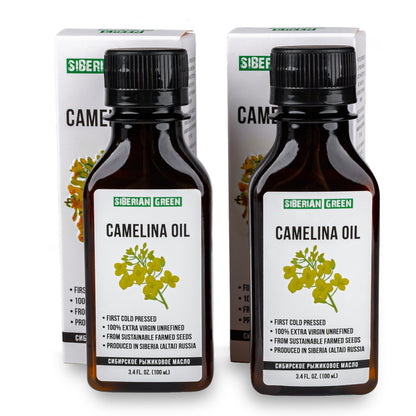 Siberian Camelina Oil | Extra Virgin Cold Pressed 100 ml / 3.4 fl oz | Premium Omega-3