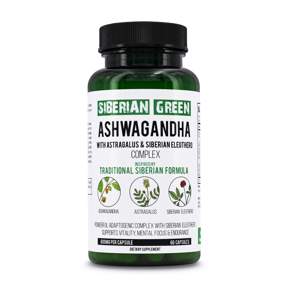 Organic Ashwagandha Root Astragalus & Siberian Eleuthero Ginseng Complex 60 Caps