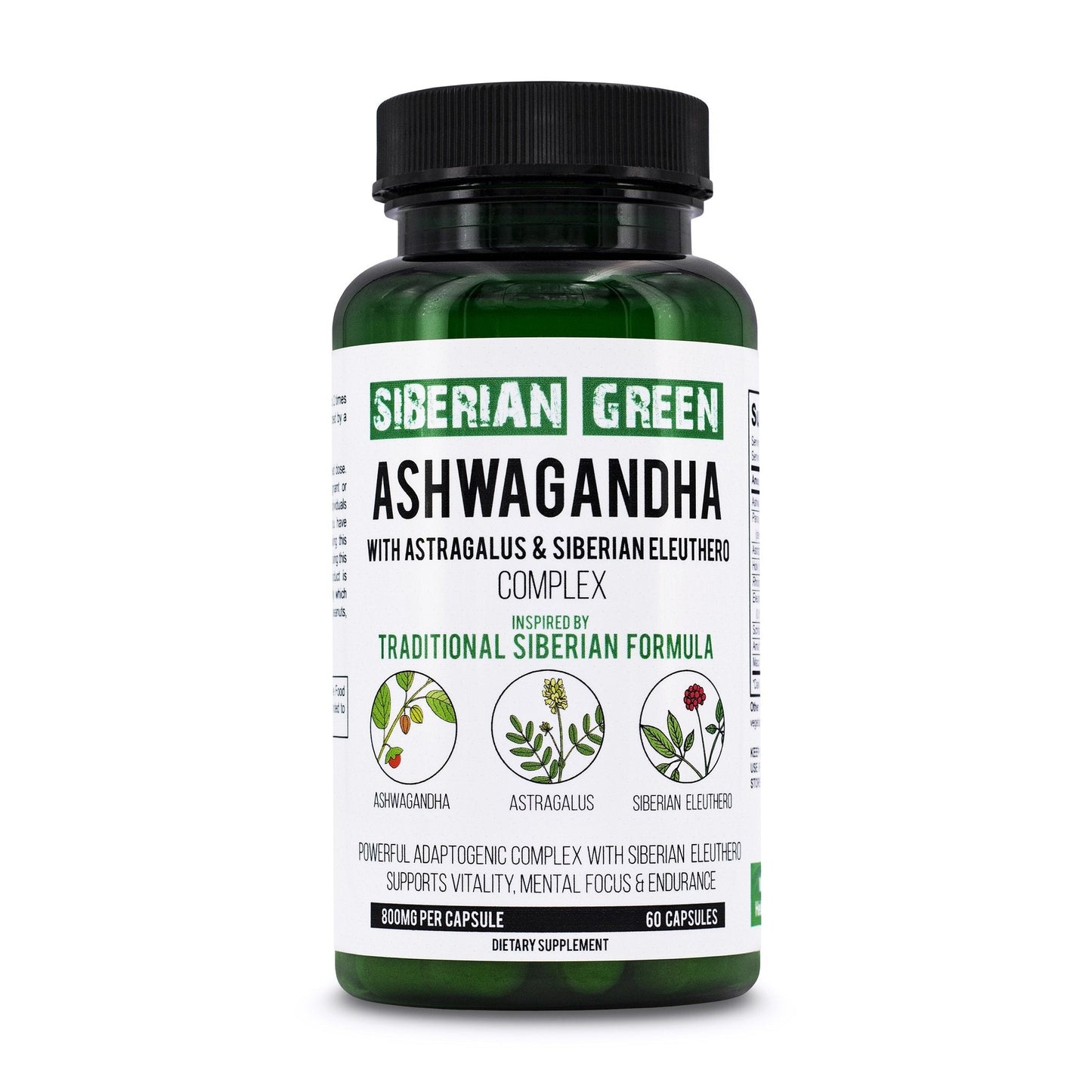 Organic Ashwagandha Root Astragalus & Siberian Eleuthero Ginseng Complex 60 Caps