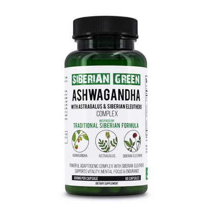 Organic Ashwagandha Root Astragalus & Siberian Eleuthero Ginseng Complex 60 Caps