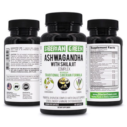 Ashwagandha with Altai Shilajit & Turmeric Ayurvedic Complex 60 Capsules