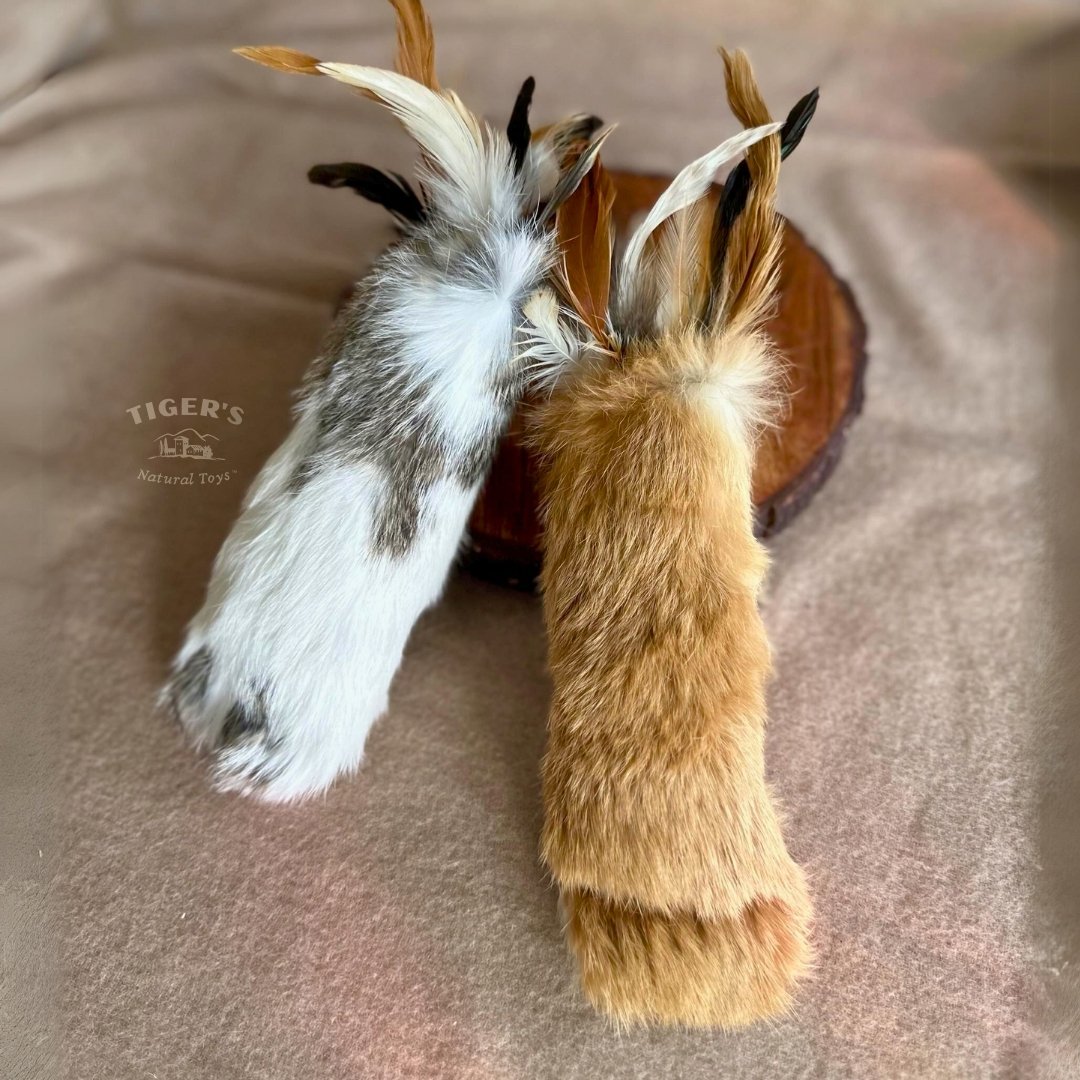 Cat Kicker Toy with Rabbit Fur Feathers and Wool