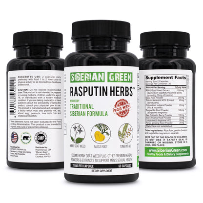 Rasputin Herbs with Horny Goat Weed Maca Root Tongkat Ali Complex 60 Caps