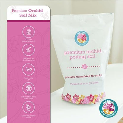 Houseplant Resource Center Orchid Soil Mix - Premium Potting Blend - Fast Draining, Non-Toxic, Nutrient-Rich, Sustainable - Ideal for Repotting Indoor Orchids - USA-Made - 1 Bag by Houseplant Resource Center