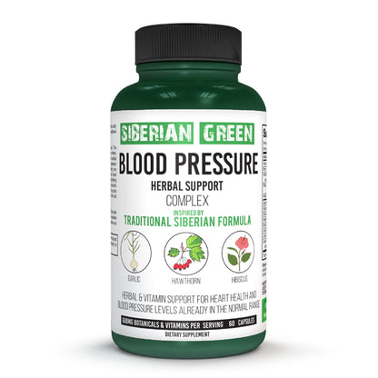 Herbal Cardio Pressure Support Siberian Green 60 Caps - Hawthorn Hibiscus Garlic