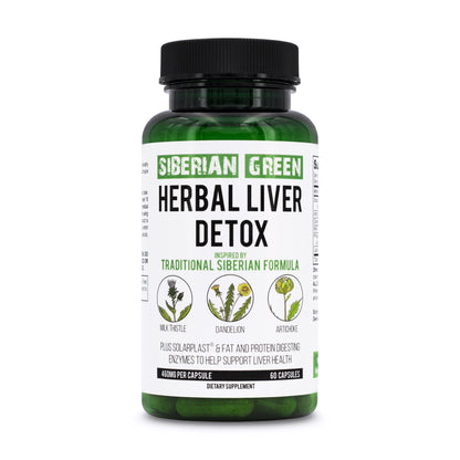 Herbal Liver Detox Siberian Green 60 Caps - Milk Thistle Artichoke Dandelion