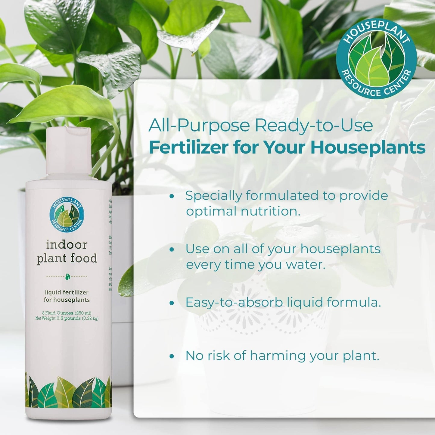 Indoor Plant Food by Houseplant Resource Center - Organic Liquid Fertilizer for Pothos, Peace Lily, Monstera, Cactus and More - 8 oz by Houseplant Resource Center