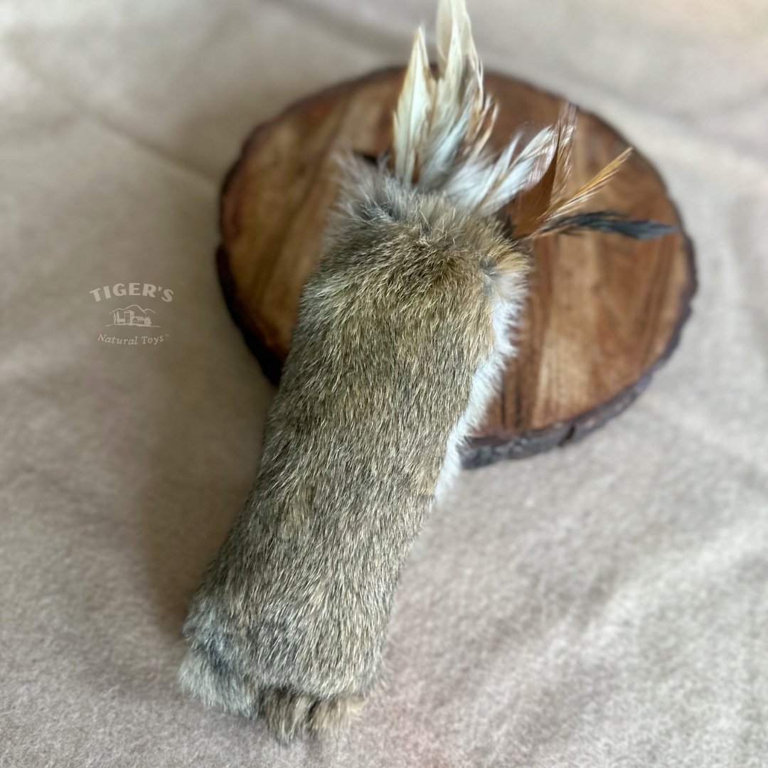 Cat Kicker Toy with Rabbit Fur Feathers and Wool