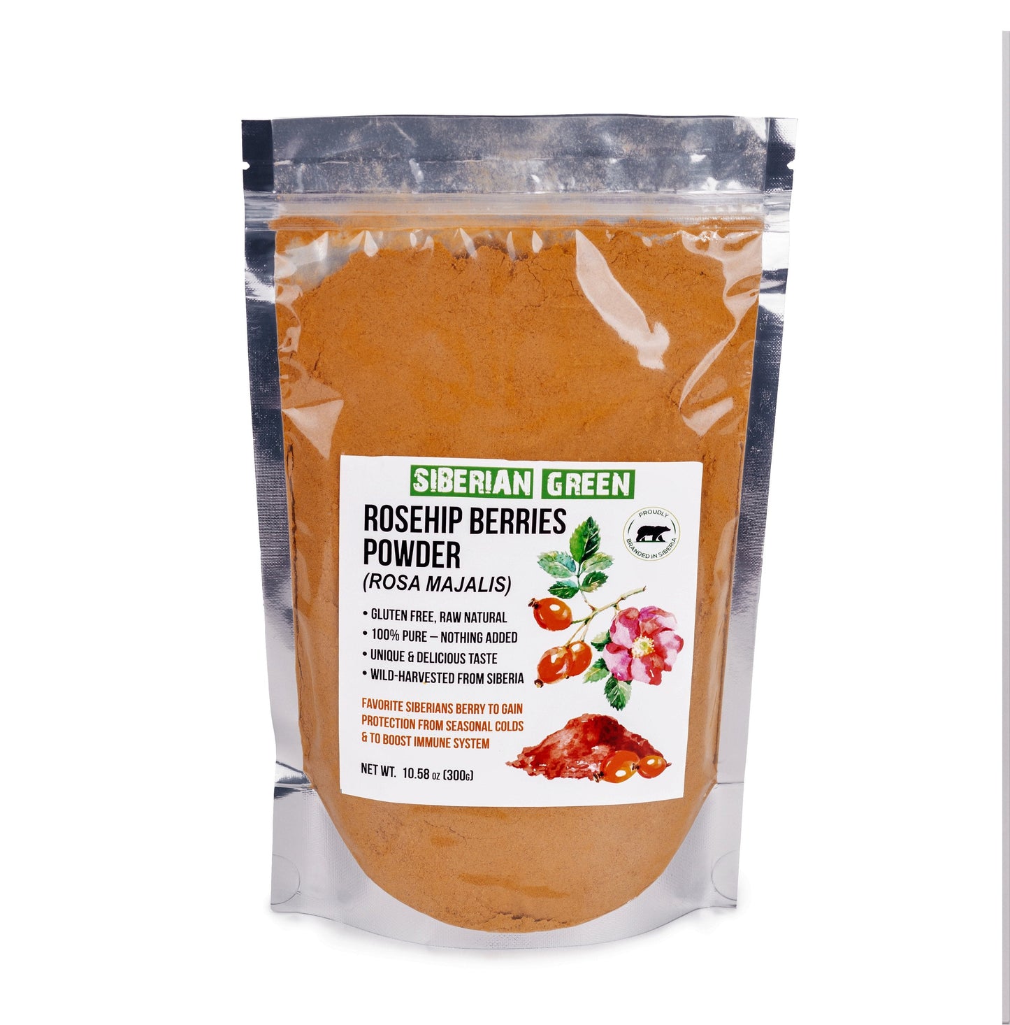 Siberian Rose Hips Powder 300g (10.58 oz) - Rosehips Herbal Tea Flour from Wild Harvested Seeds