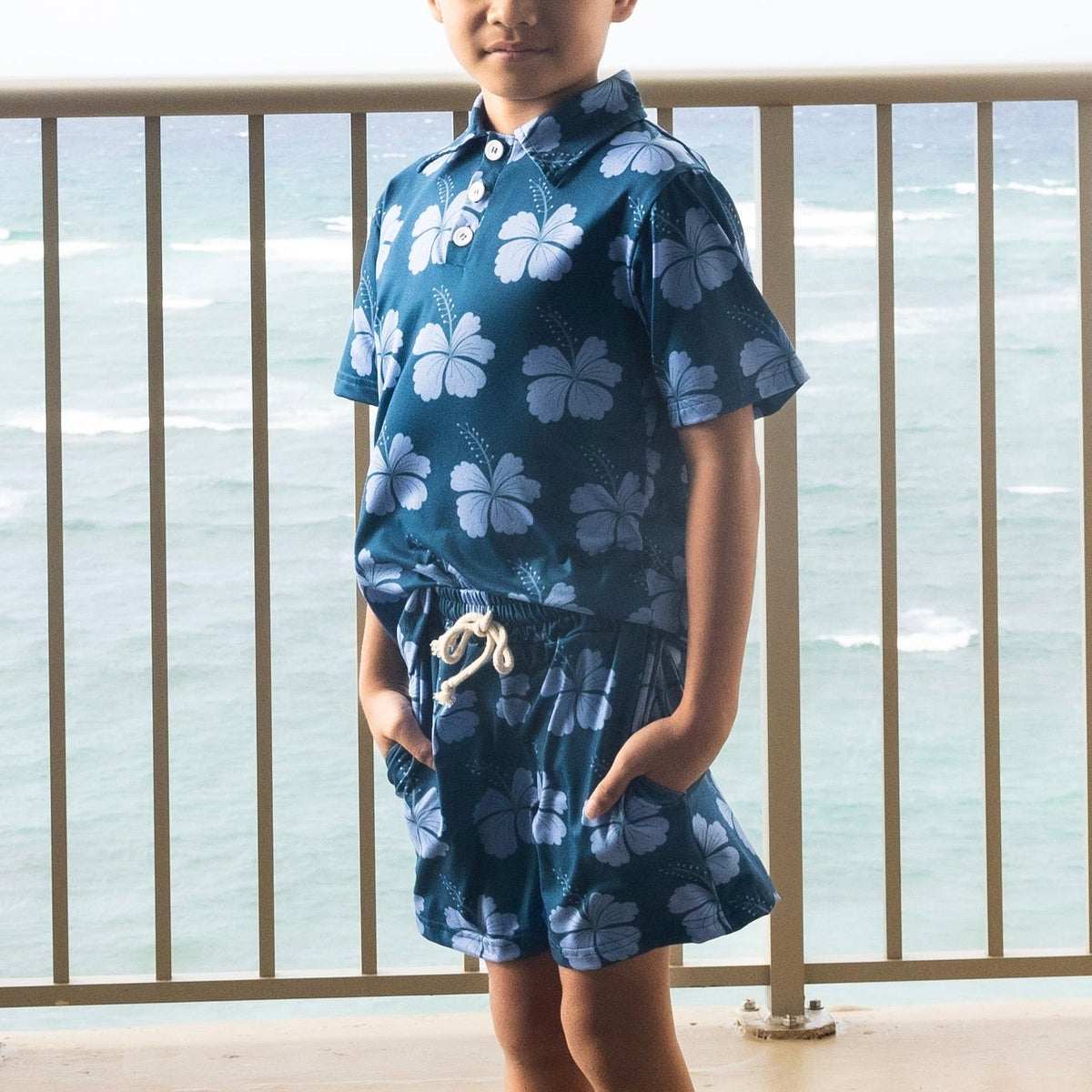 Midnight Blue Hibiscus Boy's Shorts