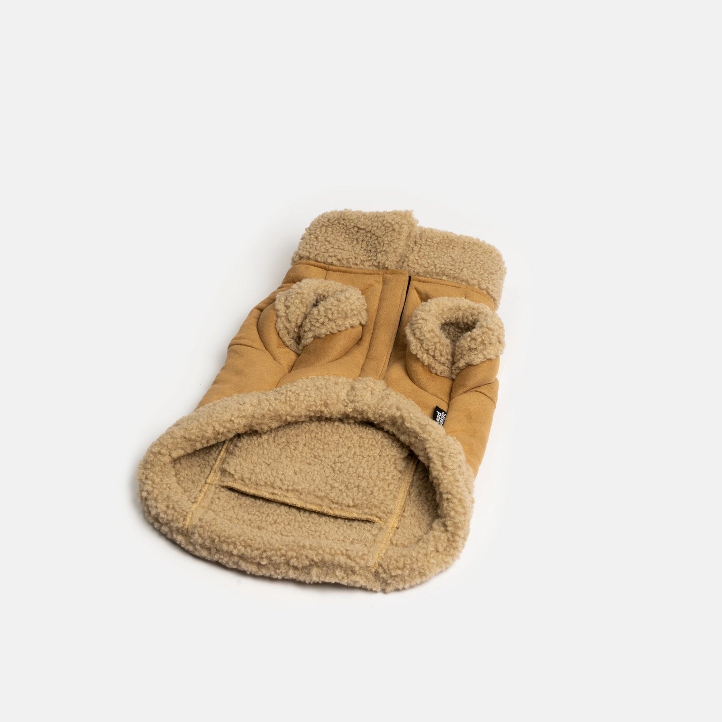 Millie Dog Jacket  Vegan Suede with Sherpa Trim & Poop Bag Dispenser