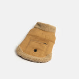 Millie Dog Jacket  Vegan Suede with Sherpa Trim & Poop Bag Dispenser