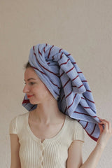 Modern Misty Blue Stripe Bath Towel — 100% Long-Staple Cotton, Soft, Plush & Absorbent