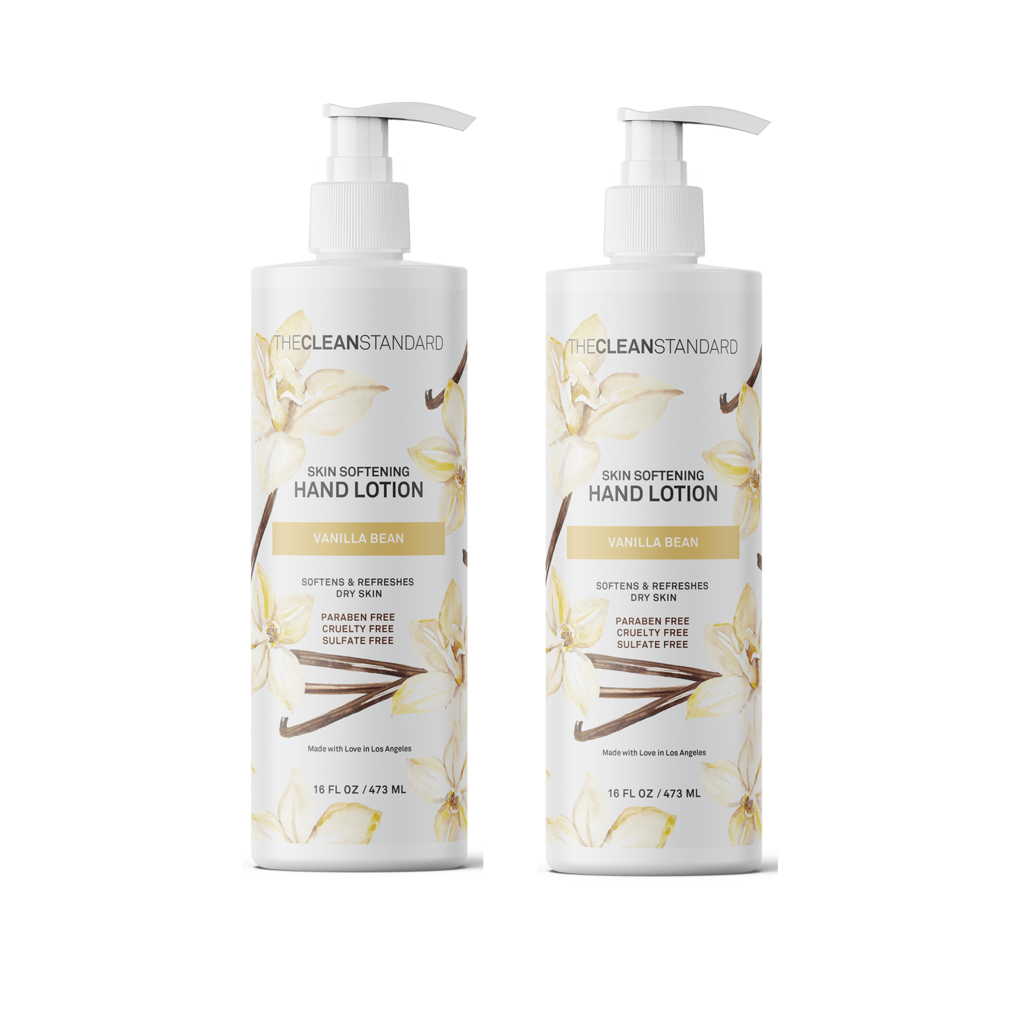 Moisturizing Hand Lotion for Dry Skin and Moisturizer with Shea Butter, Vanilla Extract | Hydrating Non Greasy Hand Cream for Women and Men by THE CLEAN STANDARD | 2 Bottle Set x 16 fl oz with Lotion Pump by  Los Angeles Brands