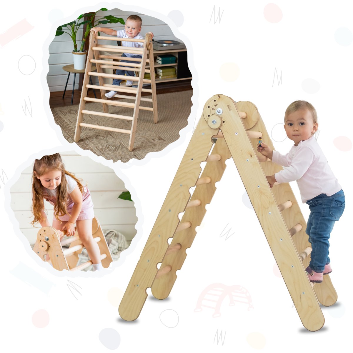 Montessori Triangle Ladder - Handmade Climber for Kids 1-7 y.o. – Beige by Goodevas