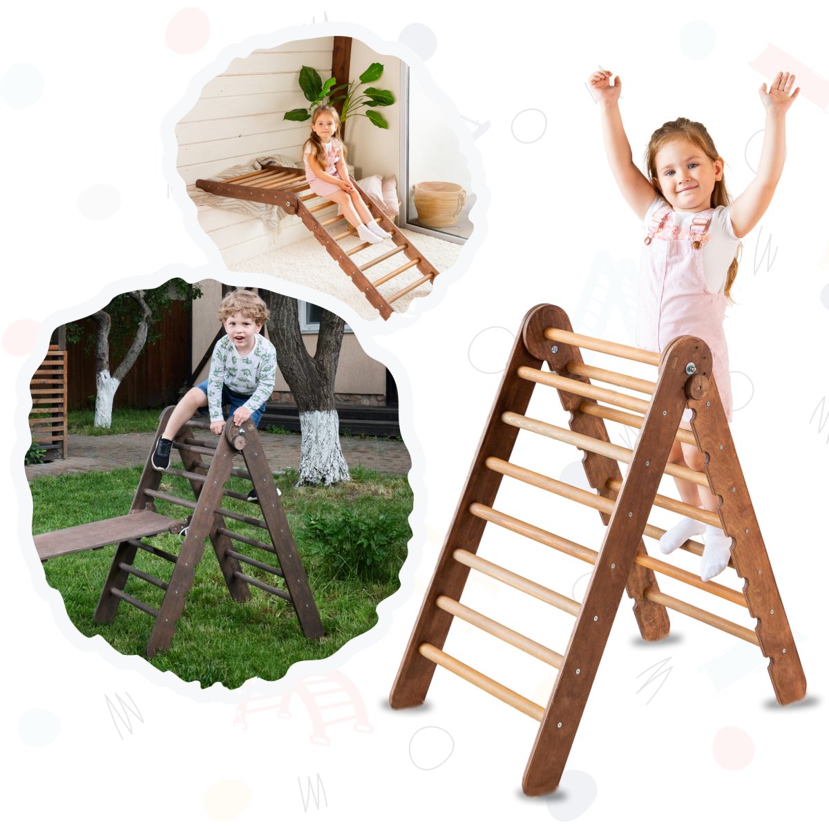 Montessori Triangle Ladder - Handmade Climber for Kids 1-7 y.o. – Beige by Goodevas