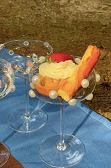 Mouth Blown Elegant Pearl Wine Glass, Retro Eclectic Cocktail Champagne Coupes