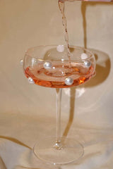 Mouth Blown Elegant Pearl Wine Glass, Retro Eclectic Cocktail Champagne Coupes