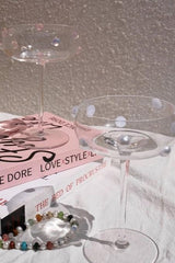 Mouth Blown Elegant Pearl Wine Glass, Retro Eclectic Cocktail Champagne Coupes