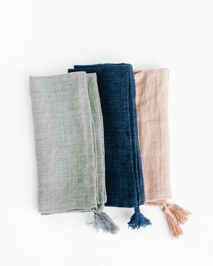 Stone Washed Linen Tasseled Napkins by Creative Women