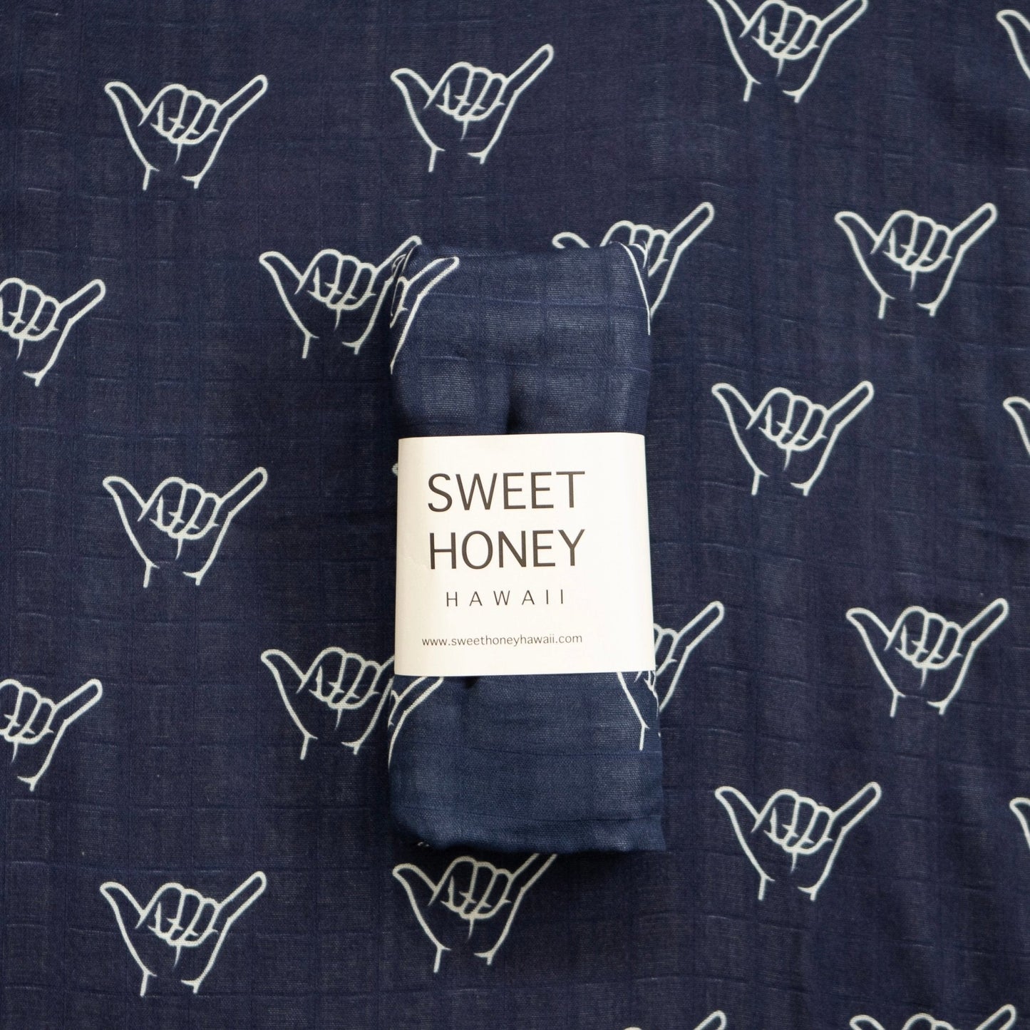 Navy Shaka Bamboo Swaddle Blanket